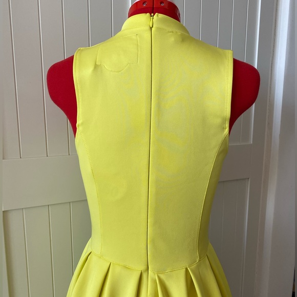 Superdry Premium Scuba Neoprene Dress, Mini, Neon Yellow, Sleeveless, Women's XS - Picture 4 of 12
